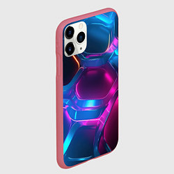 Чехол iPhone 11 Pro матовый Неоновый синий фон, цвет: 3D-малиновый — фото 2