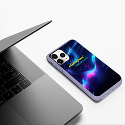 Чехол iPhone 11 Pro матовый Cyberpunk phantom logo neon, цвет: 3D-светло-сиреневый — фото 2