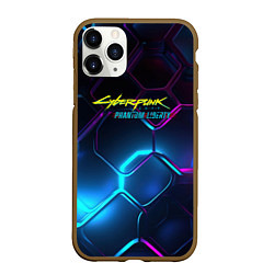 Чехол iPhone 11 Pro матовый Neon cyberpunk logo, цвет: 3D-коричневый