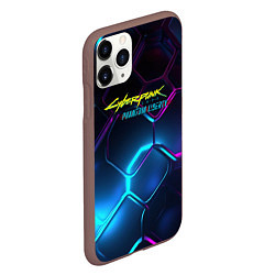 Чехол iPhone 11 Pro матовый Neon cyberpunk logo, цвет: 3D-коричневый — фото 2