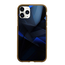 Чехол iPhone 11 Pro матовый Черная и голубая текстура, цвет: 3D-коричневый