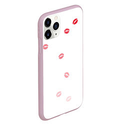 Чехол iPhone 11 Pro матовый Следы поцелуев губы, цвет: 3D-розовый — фото 2