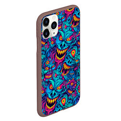 Чехол iPhone 11 Pro матовый Неоновые монстры - graffiti art style pattern, цвет: 3D-коричневый — фото 2