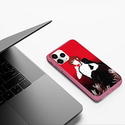 Чехол iPhone 11 Pro матовый Макима и руки - Человек бензопила, цвет: 3D-малиновый — фото 2