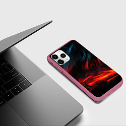 Чехол iPhone 11 Pro матовый Red black abstract, цвет: 3D-малиновый — фото 2