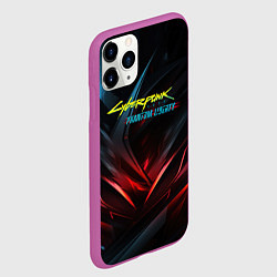 Чехол iPhone 11 Pro матовый Cyberpunk abstract dark, цвет: 3D-фиолетовый — фото 2