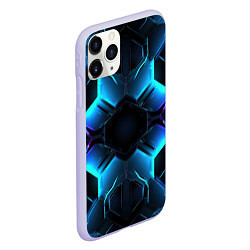 Чехол iPhone 11 Pro матовый Неоновые синие плиты, цвет: 3D-светло-сиреневый — фото 2
