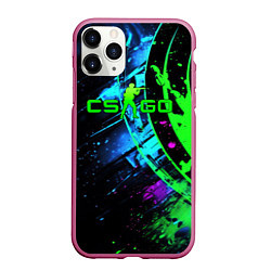 Чехол iPhone 11 Pro матовый CS GO green black style, цвет: 3D-малиновый