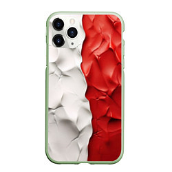 Чехол iPhone 11 Pro матовый Текстура пластилина белая синяя красная, цвет: 3D-салатовый