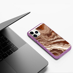 Чехол iPhone 11 Pro матовый Коричневая яшма, цвет: 3D-фиолетовый — фото 2