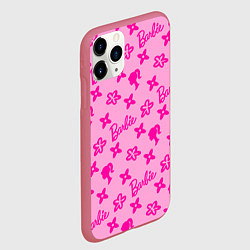 Чехол iPhone 11 Pro матовый Барби паттерн розовый, цвет: 3D-малиновый — фото 2