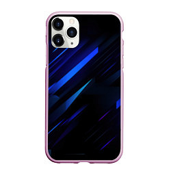 Чехол iPhone 11 Pro матовый Blue black texture, цвет: 3D-розовый