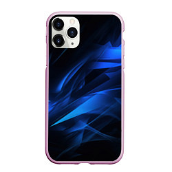 Чехол iPhone 11 Pro матовый Black blue texture, цвет: 3D-розовый