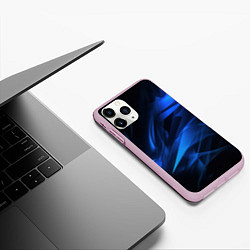 Чехол iPhone 11 Pro матовый Black blue texture, цвет: 3D-розовый — фото 2