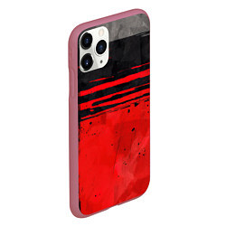 Чехол iPhone 11 Pro матовый Black red texture, цвет: 3D-малиновый — фото 2