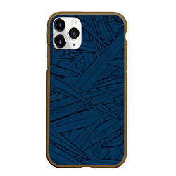 Чехол iPhone 11 Pro матовый Стилизация трава тёмно-синий, цвет: 3D-коричневый