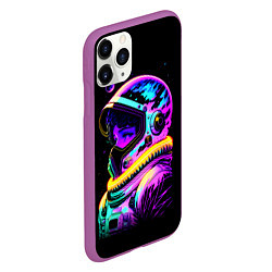 Чехол iPhone 11 Pro матовый Девчонка-космонавт - неоновое свечение, цвет: 3D-фиолетовый — фото 2