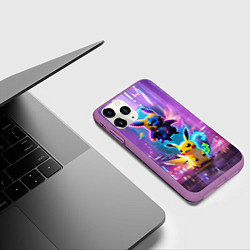 Чехол iPhone 11 Pro матовый Суровая сущность маленького милого пикачу - нейрос, цвет: 3D-фиолетовый — фото 2