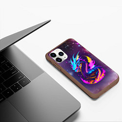 Чехол iPhone 11 Pro матовый Space dragon - neon glow - neural network, цвет: 3D-коричневый — фото 2