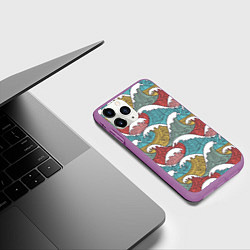Чехол iPhone 11 Pro матовый Декоративные волны, цвет: 3D-фиолетовый — фото 2