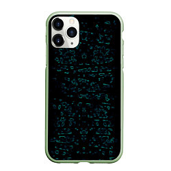 Чехол iPhone 11 Pro матовый Абстракция чёрные узоры, цвет: 3D-салатовый