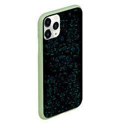 Чехол iPhone 11 Pro матовый Абстракция чёрные узоры, цвет: 3D-салатовый — фото 2