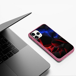 Чехол iPhone 11 Pro матовый Синие и красные плиты, цвет: 3D-малиновый — фото 2