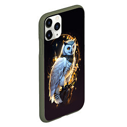 Чехол iPhone 11 Pro матовый Снежная сова, цвет: 3D-темно-зеленый — фото 2