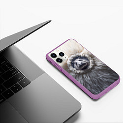 Чехол iPhone 11 Pro матовый Брутальный бегемот, цвет: 3D-фиолетовый — фото 2