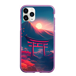 Чехол iPhone 11 Pro матовый Japan gate drawing, цвет: 3D-фиолетовый