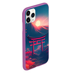 Чехол iPhone 11 Pro матовый Japan gate drawing, цвет: 3D-фиолетовый — фото 2