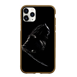 Чехол iPhone 11 Pro матовый Хищник на черном фоне, цвет: 3D-коричневый