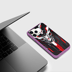 Чехол iPhone 11 Pro матовый Красный киберпанк-скелет, цвет: 3D-фиолетовый — фото 2