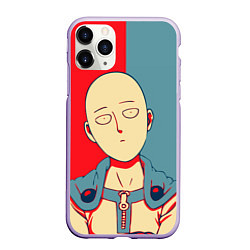 Чехол iPhone 11 Pro матовый Saitama hero face, цвет: 3D-светло-сиреневый