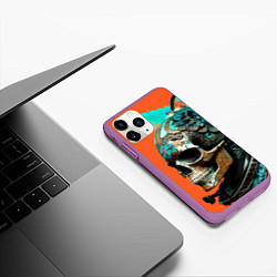 Чехол iPhone 11 Pro матовый Art skull - irezumi - Japan, цвет: 3D-фиолетовый — фото 2