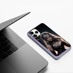Чехол iPhone 11 Pro матовый Девушка и лепестки роз, цвет: 3D-светло-сиреневый — фото 2