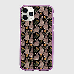 Чехол iPhone 11 Pro матовый Зайцы и пижма, цвет: 3D-фиолетовый
