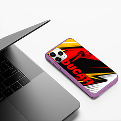 Чехол iPhone 11 Pro матовый Ducati - red uniform, цвет: 3D-фиолетовый — фото 2