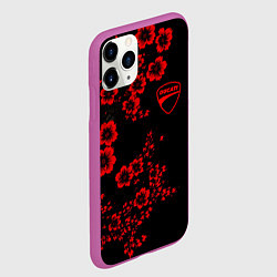 Чехол iPhone 11 Pro матовый Ducati - red flowers, цвет: 3D-фиолетовый — фото 2