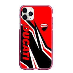 Чехол iPhone 11 Pro матовый Ducati- red stripes, цвет: 3D-малиновый