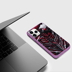 Чехол iPhone 11 Pro матовый Красная кибер броня, цвет: 3D-фиолетовый — фото 2