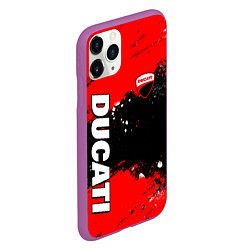 Чехол iPhone 11 Pro матовый Ducati - красная униформа с красками, цвет: 3D-фиолетовый — фото 2