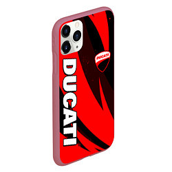 Чехол iPhone 11 Pro матовый Ducati - красные волны, цвет: 3D-малиновый — фото 2