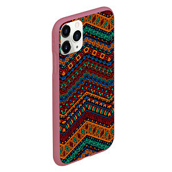 Чехол iPhone 11 Pro матовый Этнический орнамент зигзаги, цвет: 3D-малиновый — фото 2