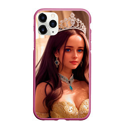 Чехол iPhone 11 Pro матовый Девушка принцесса в алмазных украшениях, цвет: 3D-малиновый