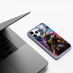 Чехол iPhone 11 Pro матовый Самурай и космос, цвет: 3D-светло-сиреневый — фото 2