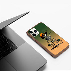 Чехол iPhone 11 Pro матовый Funny skeleton - halloween - neural network, цвет: 3D-коричневый — фото 2