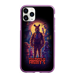 Чехол iPhone 11 Pro матовый Five Nights at Freddys horror, цвет: 3D-фиолетовый