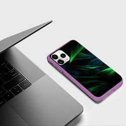Чехол iPhone 11 Pro матовый Dark green background, цвет: 3D-фиолетовый — фото 2