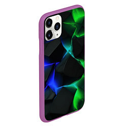 Чехол iPhone 11 Pro матовый Синие и зеленые плиты, цвет: 3D-фиолетовый — фото 2